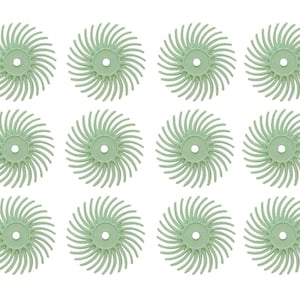 12 Pack 9/16&quot; Light Green 3M 1 Micron Radial Discs Polishing Set Metal Finishing Jewelry Making Flex Shaft Rotary Tool Kit - POL-0139