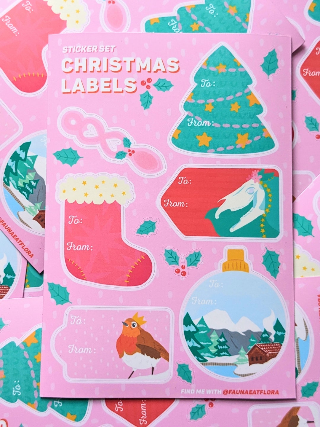 Christmas Labels Sticker Set Etsy UK