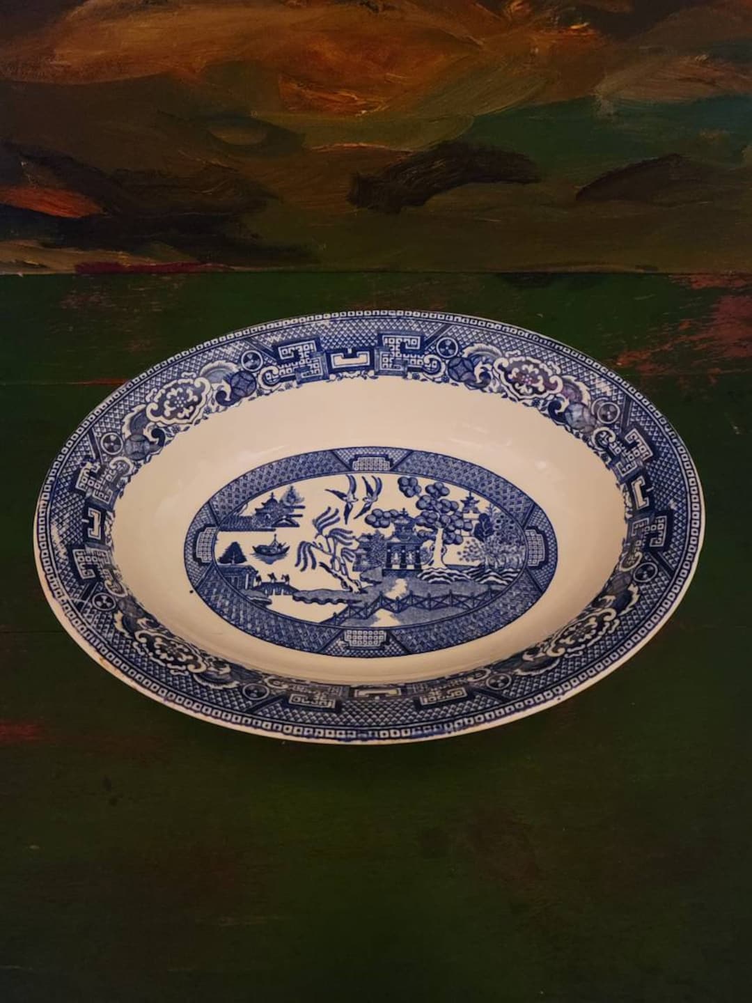Homer Laughlin Blue Willow Dinner Plates and Oval Bowl Made