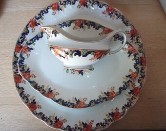 John Maddock & Sons, Ltd.,  Majestic pattern oval platter, circle platter and gravy boat