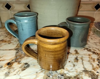 Handmade pottery mugs, pick your color, signed Hesselberth.