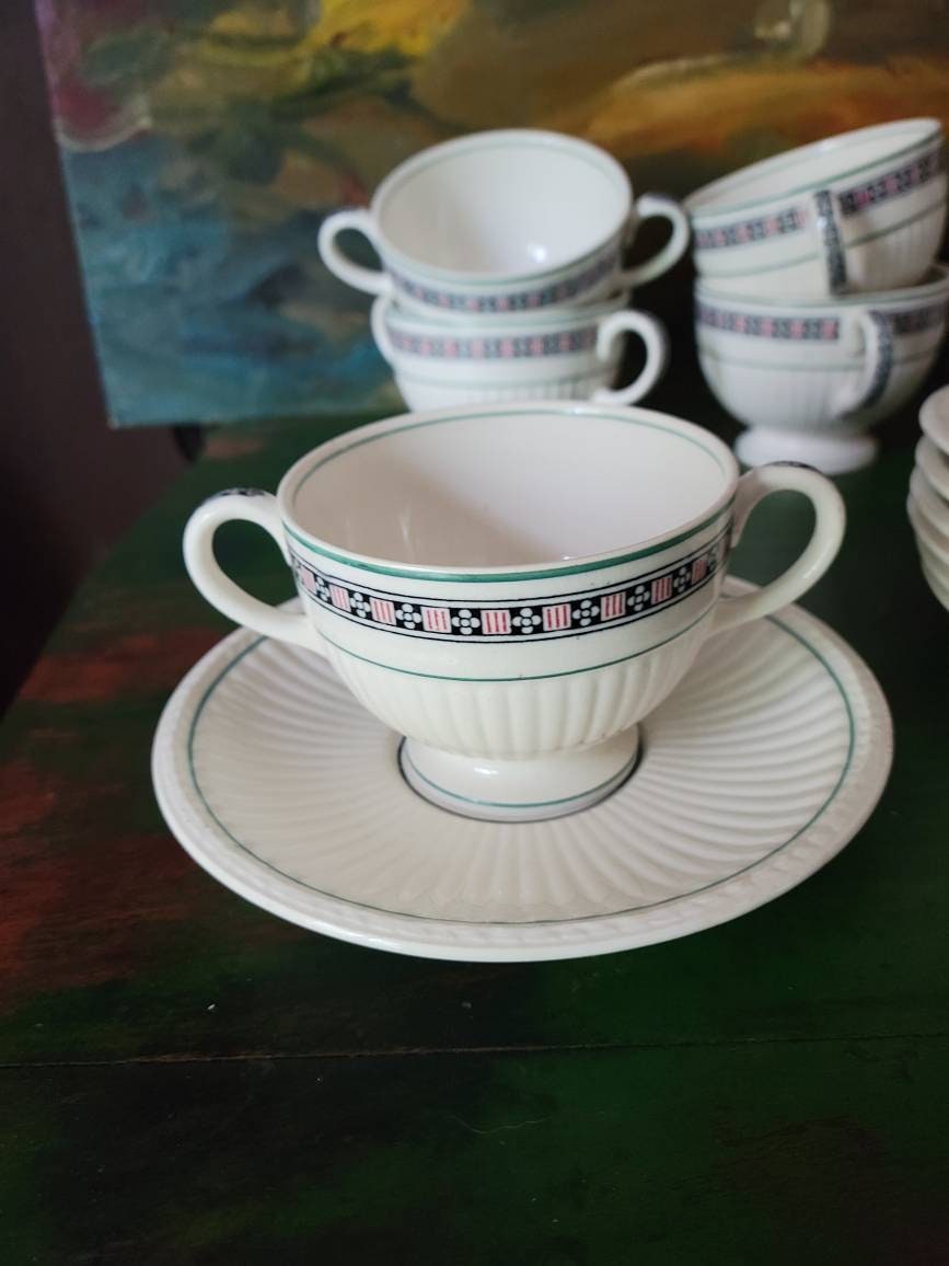 ウェッジウッド(Wedgwood) コロネード ティーカップ&ソーサー(リー)　F040 【Aランク】 ウェッジウッド（Wedgwood） コロネードブラック コーヒーカップ