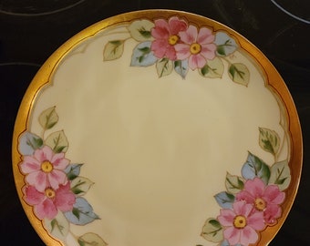 Imperial PSL Empire Austria hand painted floral plate, gold trim