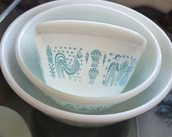 Pyrex Turquoise 404 Amish Butterprint Vintage Pyrex Mixing Bowl Complete Set of 4 401 - 404 ...