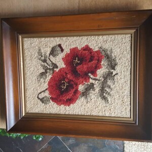 Poppy Hooked Rug, Framed - Etsy