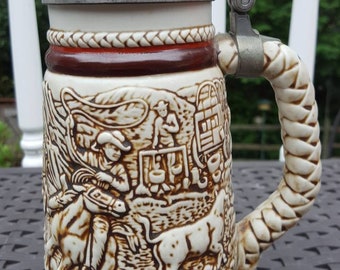Avon Ceramarte cowboy themed stein , made in Brazil