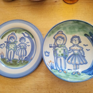 M. A. Hadley Pottery Platter: Kentucky Folk Art Farmer & Wife