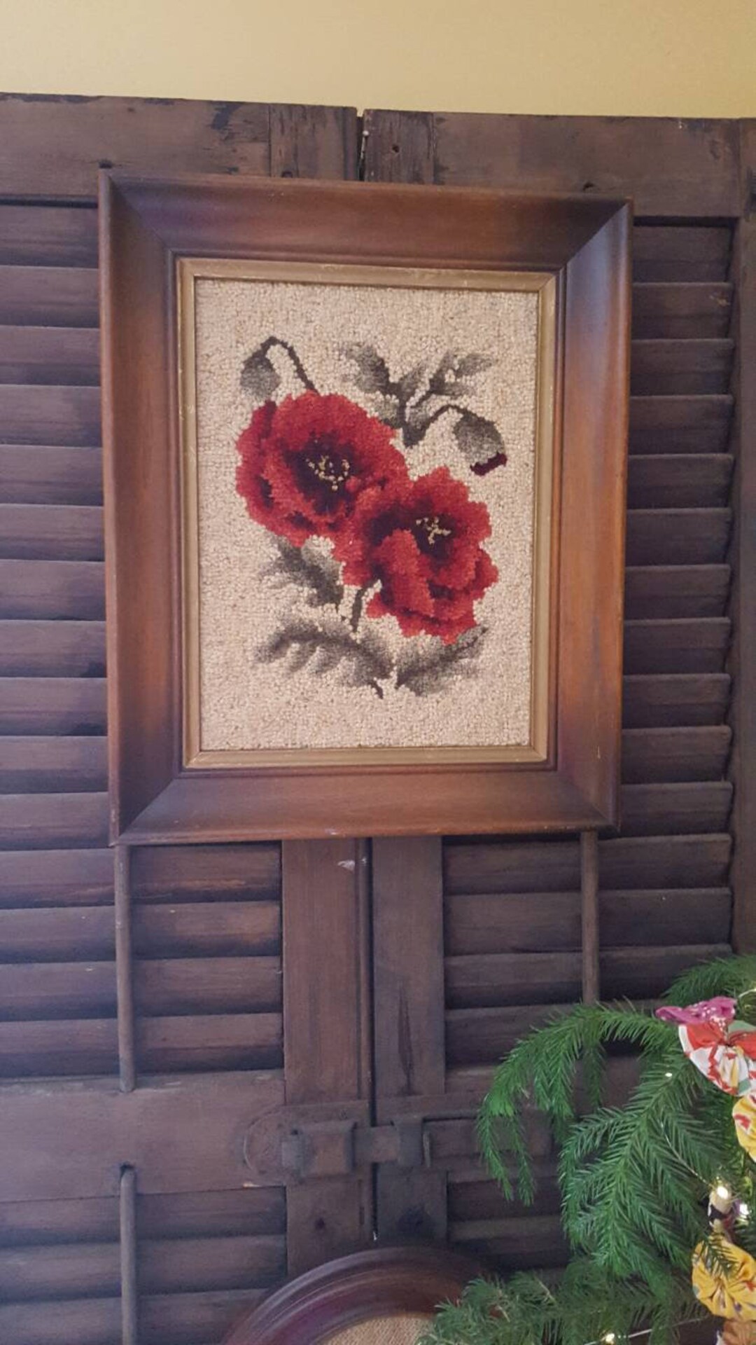 Poppy Hooked Rug, Framed - Etsy