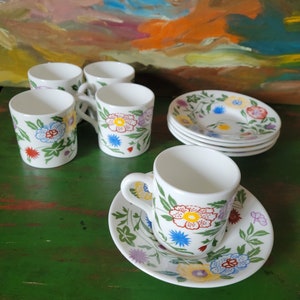 Vintage Coalport demitasse cup and saucer, Flourish pattern, espresso cups and saucers, sold as a set