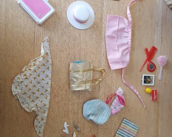 Barbie miscellaneous accessories lot, sporting goods, hat, briefcase, lantern