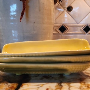 Vintage Ceramic Corn on the Cob Trays: Yellow & Gold Set of 3