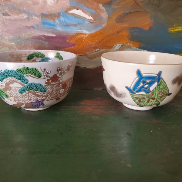 Kyoto Chawan rice bowls, garden or kites,  porcelain, sold individually