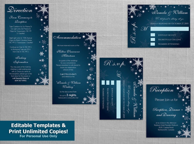 DIY Printable Wedding Pocket Fold Invitation Set A7 5 x 7 ...