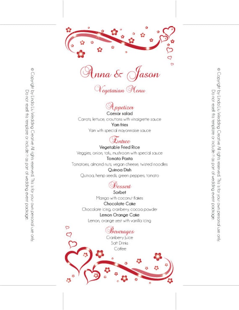 Word Document Menu Template