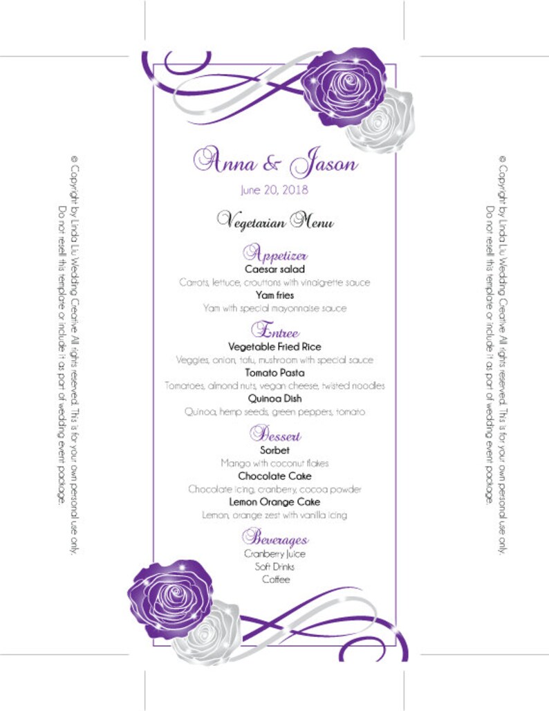 Word Document Menu Template