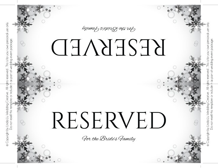 DIY Printable Wedding Reserved Sign Template Editable MS Etsy