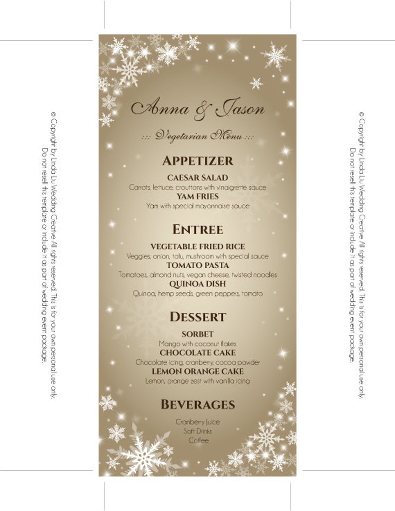 Word Document Menu Template