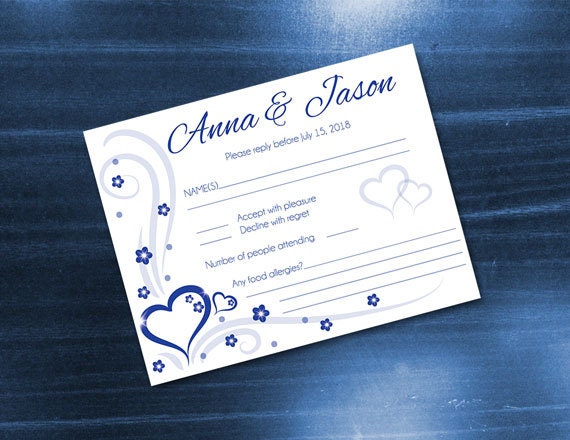 diy printable wedding rsvp card template editable ms word etsy