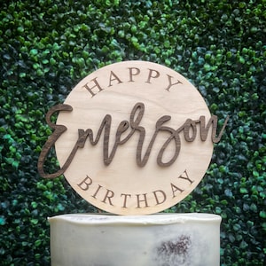 Personalized Birthday Cake Topper, Custom Topper, Wood Birthday Cake Topper, Birthday Decorations, Name Birthday Cake Topper, Party Decor