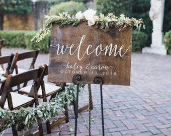 Wood Wedding Welcome Sign, Wedding Welcome Sign, Rustic Wedding Decorations, Wedding Signage, Personalized Welcome Sign