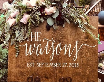 Wood Wedding Welcome Sign | Rustic Wedding Sign | Last Name Sign