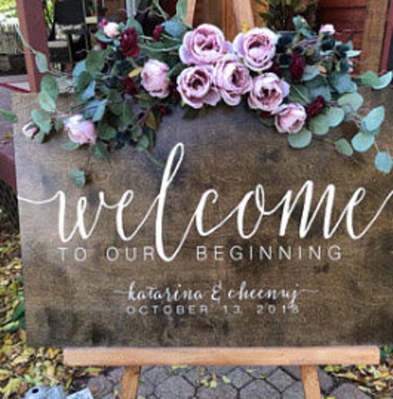 Wood Wedding Signs Wedding Welcome Sign Rustic Wedding Welcome Sign Wedding Decor Personalized Welcome Sign image 3