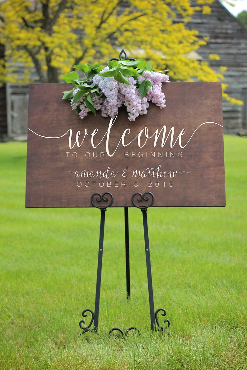 Wood Wedding Signs Wedding Welcome Sign Rustic Wedding Welcome Sign Wedding Decor Personalized Welcome Sign image 1