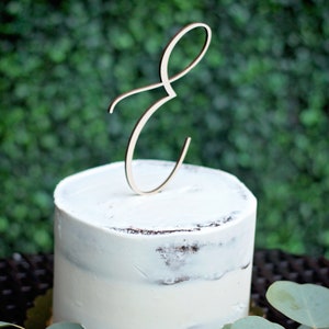 Monogram Cake Topper, Letter Wooden Cake Topper, Script Letter, Cake Topper, Rustic Wedding Cake Topper, Custom Cake Topper image 2