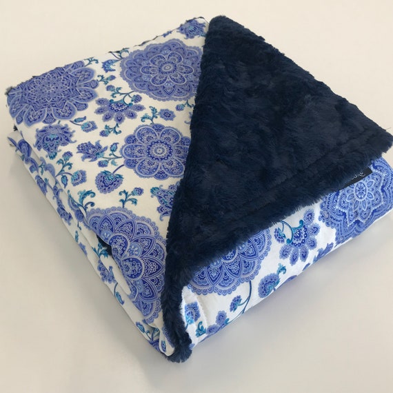 Blue Medallion Weighted Blanket Glass Beads Etsy