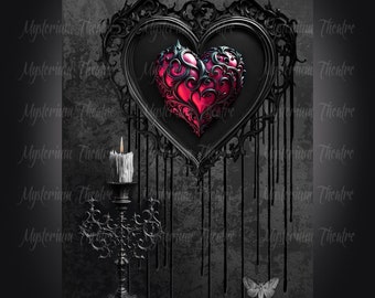 Gothic Valentine's Day Dark Hearts Digital Download Paper Pack Scrapbook Junk Journal Love Journal Collage Sheet Printable Paper