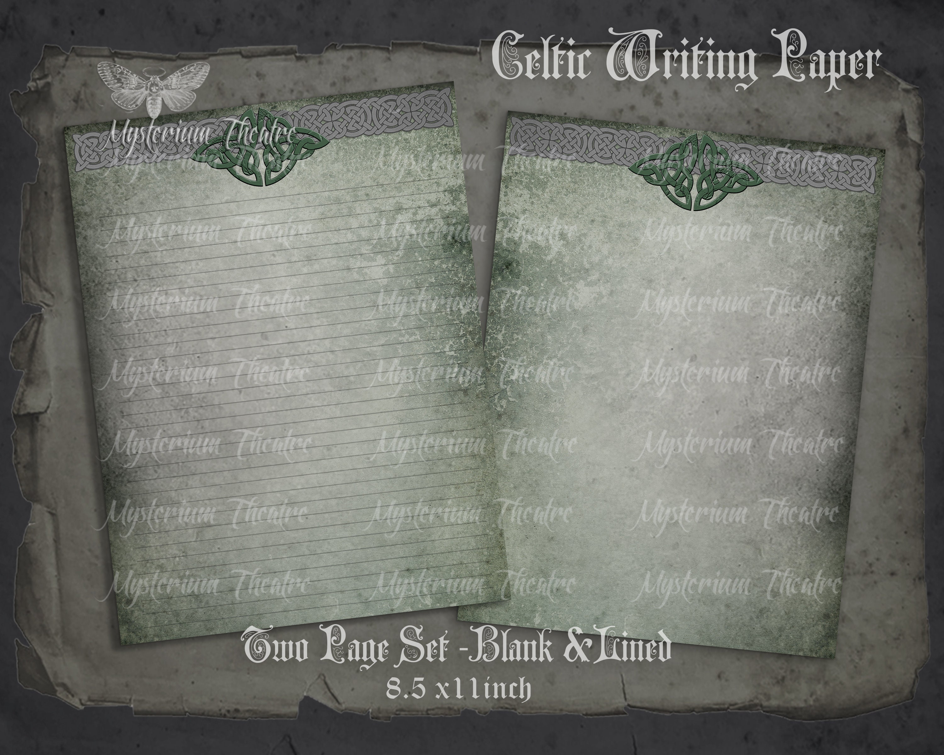 celtic digital pages 8 5 x 11 printable blank and lined paper etsy