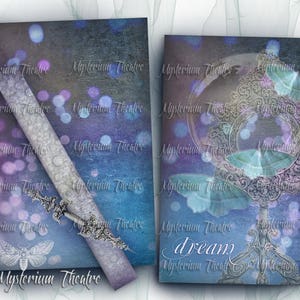 Gothic Fleur de Lis Book of Shadows Digital Book Cover with Spine Bookplate and Four Inner Pages 8x5