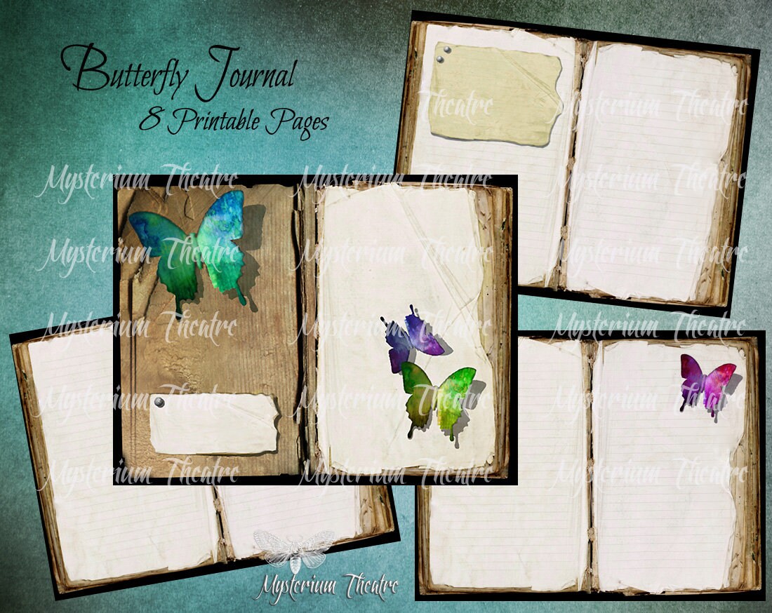 Butterfly Garden Book Digital Journal Kit 8.5x11 Writing Paper Etsy