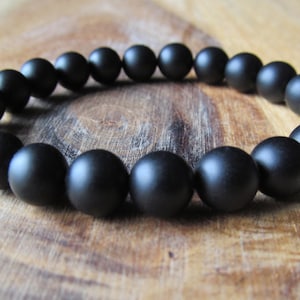 Matte Black Onyx Bracelet for Men,  8mm Mens Beaded Bracelet