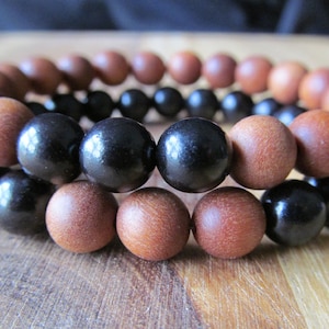 Handmade Ebony Wood Layered Chain Bracelet for Unisex Everyday Wear Length 39 cm