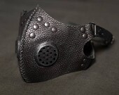 Cyber Goth Leather Burning Men Half Face Mask Post Apocalyptic Cyber Gothic Gas Industrial Punk Halloween Steampunk Mask Respirator Fallout