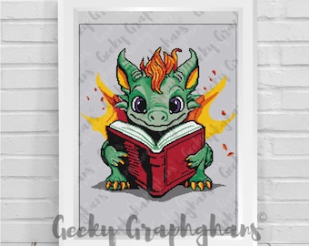 Bücherwurm Drache Häkelanleitung Graphghan