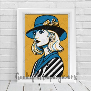 Blue Hat Lady Crochet Graphghan Pattern