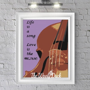 LOVE IS the MUSIC    7 colours graphghan pattern for single crochet/cross stitch/ diamond painting pattern