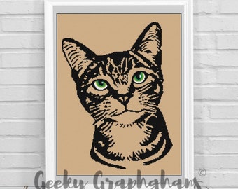 Schwarze Katze häkeln mit Graphghan-Muster