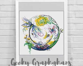Watercolor Dragonfly Circle Crochet Graphghan Pattern