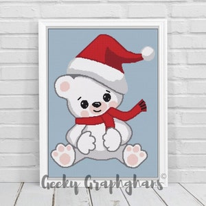 Christmas Polar Bear Crochet Graphghan Pattern