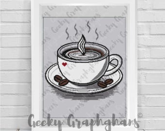 Tasse Kaffee Kaffee Gehäkelte Graphghan Muster