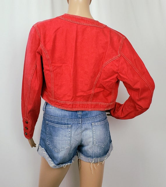 Vintage 1980s MOSCHINO Designer Red & Rainbow Rhi… - image 4