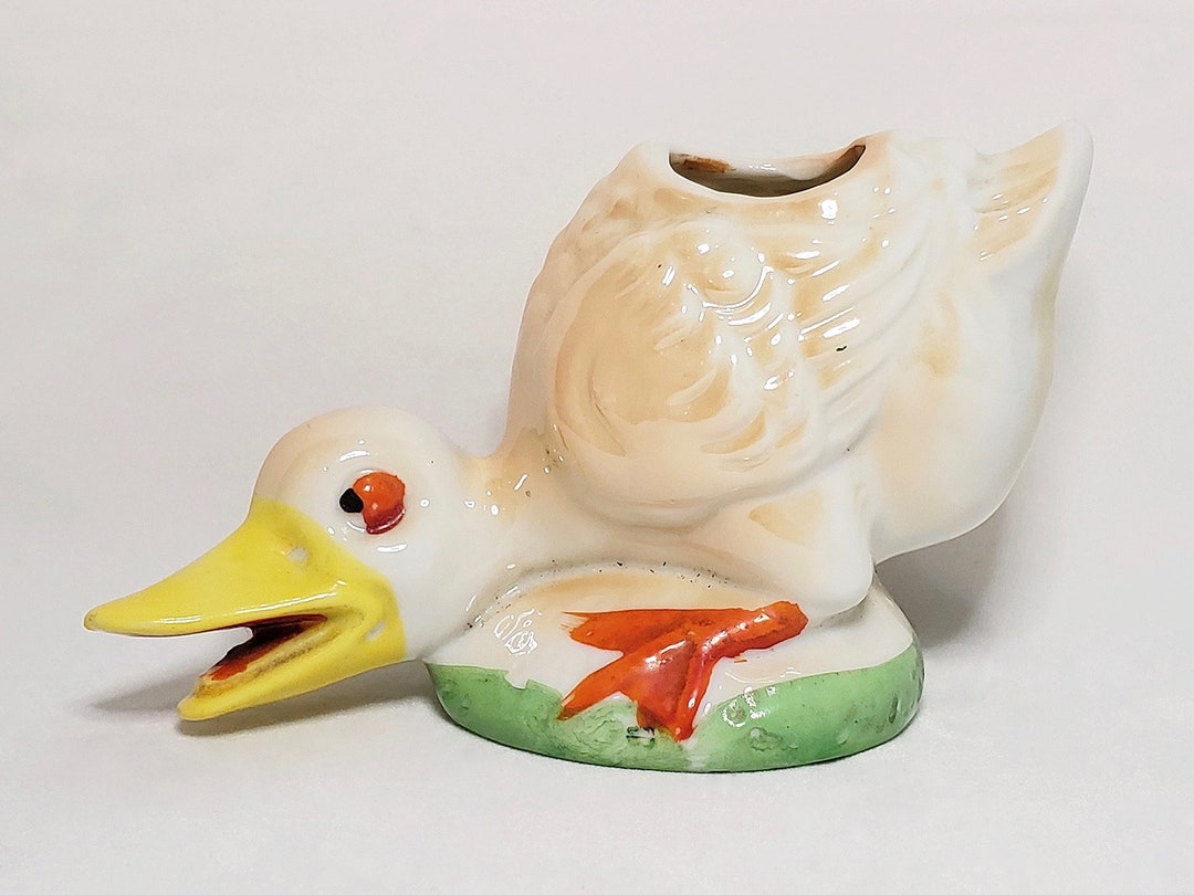 Vintage Hand Painted Duck Toothpick Holder Japan Figurine Etsy