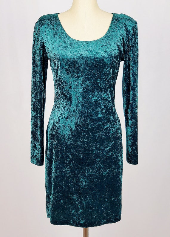 Vintage All That Jazz Crushed Velvet 1990s Green … - image 1