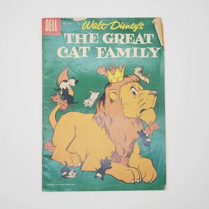 Vintage Walt Disney&#39;s &quot;The Great Cat Family&quot; Book - Disney Collectible - Vintage Magazine - Nature - Animals - Wildlife - Child&#39;s Book 1950s