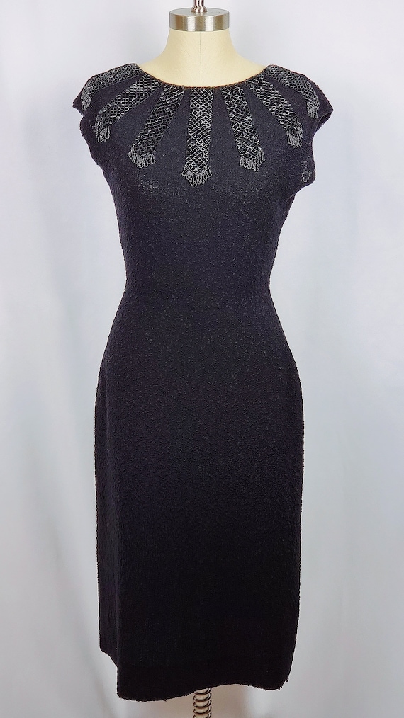 Vintage 1950s Kimberly 100% Pure Wool Beaded Black