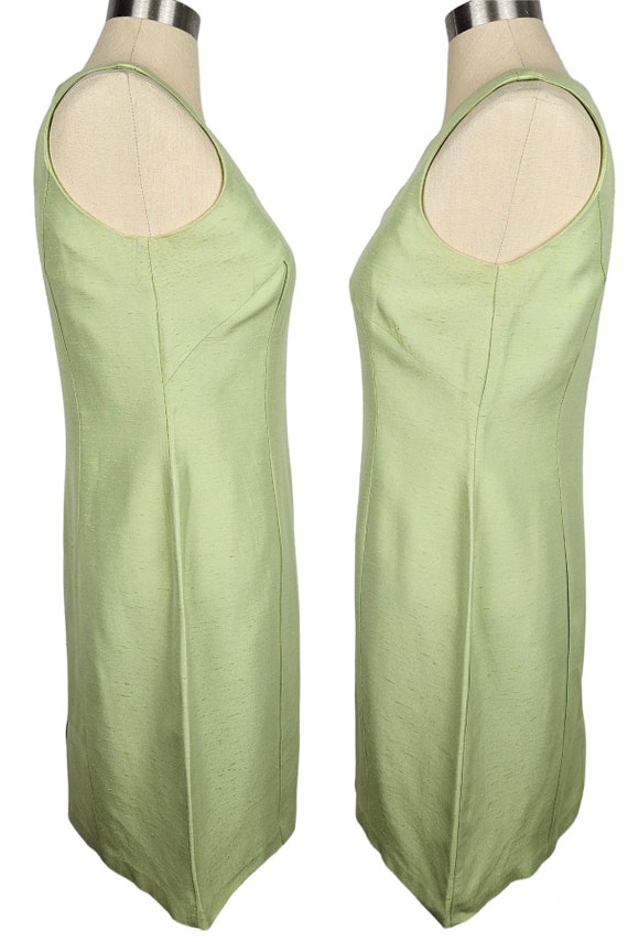 Vintage 1990s Does 1960s Silk Green Sheath Cutout… - image 3