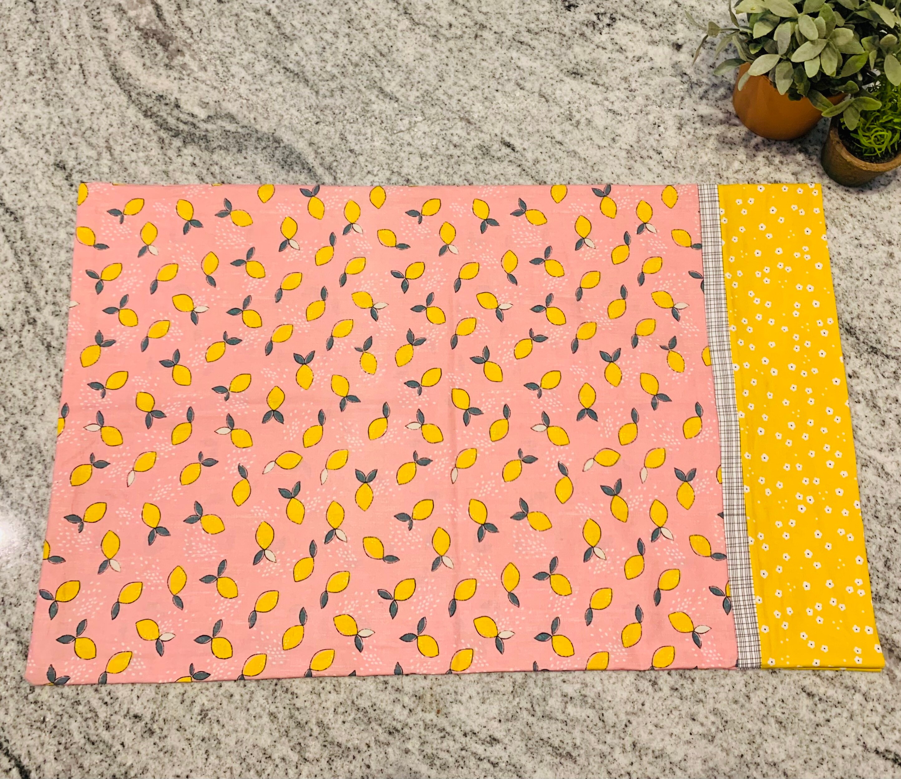 Handmade 100 cotton standard pillowcase Pink and Yellow Etsy